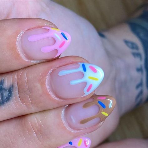 Haley Scaggs on Instagram: "Lil cutie ice cream cones for Zoe! 🍦💗 #nailart #nailsnailsnails #nailsofinstagram #summernails #icecreamnails #gelmanicure #cutenails #icecream #kawaiinails #rvanails #rvanailtech" Short Ice Cream Nails, Pink Ice Cream Nails, Ice Cream Gel Nails, Ice Cream Nails Acrylic, Ice Cream Nail Art Design, Nail Ice Cream, I’ve Cream Nails, Ice Cream Cone Nail Art, Melted Ice Cream Nails