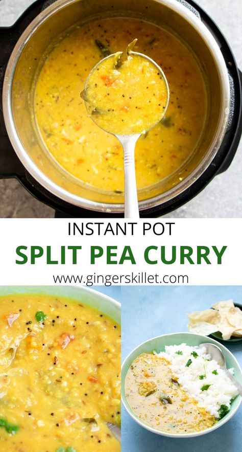 Curry Split Pea Soup, Split Pea Curry, Poori Masala, Pea Curry, Cooking With Turmeric, Recipe Instant Pot, Curry Recipes Easy, Split Pea Soup Recipe, Veg Restaurant