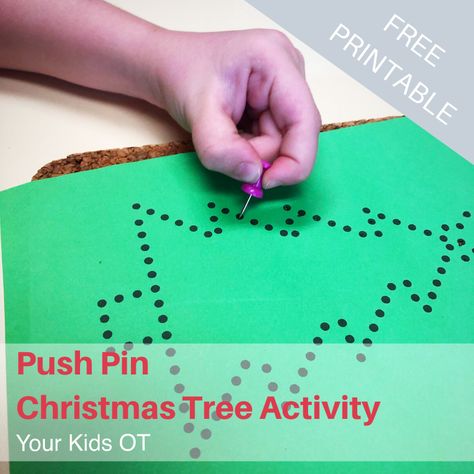 December Provocations Kindergarten, Pin Punching Printables, Push Pin Art For Kids Free, Push Pin Activities For Preschool, Christmas Practical Life Montessori, Occupational Therapy Christmas Activity, Montessori Christmas Activities, Christmas Tree Activities, Christmas Occupational Therapy