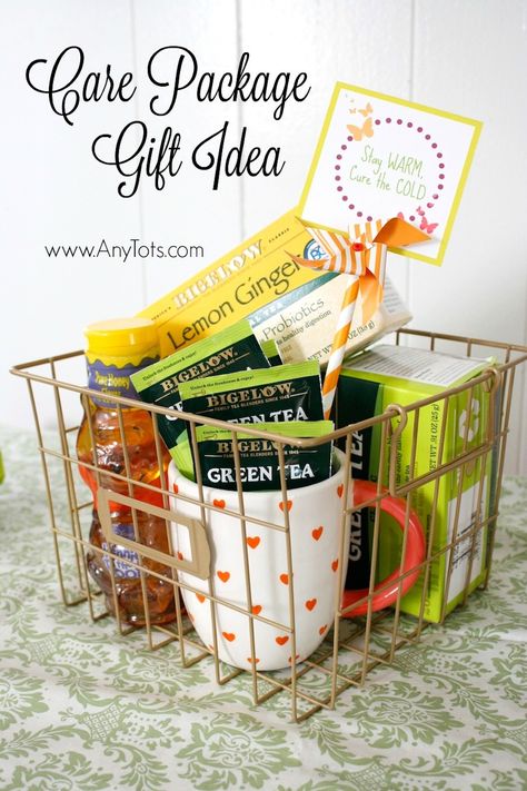 5 Tips to Avoid Getting Sick + Care Package Idea and Free Printable Tag - Any Tots Sick Care Package, Get Well Baskets, Get Well Gift Baskets, Free Printable Tags, Free Printable Gifts, Themed Gift Baskets, Free Printable Gift Tags, Get Well Soon Gifts, Get Well Gifts