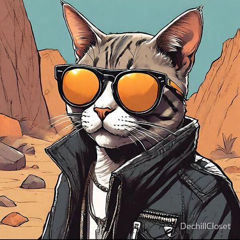 cat, illustration cat, cool cat, cat lovers, cat fashion Cool Cat With Sunglasses, Cat With Sunglasses, Hipster Cat, Cat Sunglasses, A Jacket, Cool Cats, Cat Lovers, Illustrations, Sunglasses