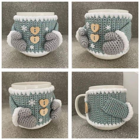 Mug Cozy Pattern, Crochet Mug Cozy, Crochet Coffee Cozy, Wool Projects, Tshirt Crafts, Crochet Creations, Christmas Crochet Patterns, Crochet Kit, Crochet Home