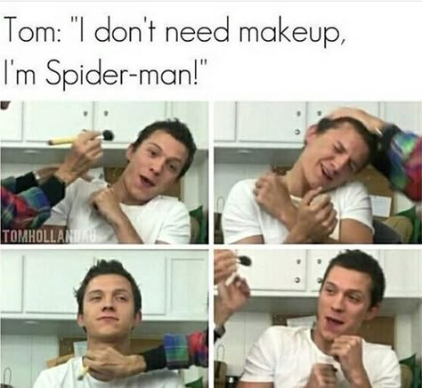 I read this with his accent 💕 and it made me so happy Marvel Imagines, Faux Leather Shirt, Tom Holland Peter Parker, Funny Marvel Memes, Univers Dc, Tom Holland Spiderman, Tommy Boy, Dc Memes, Avengers Memes