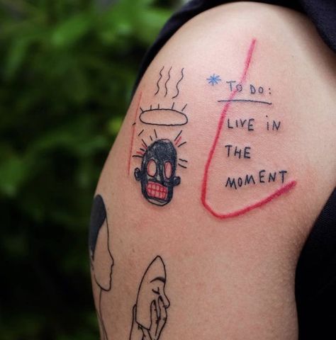 Neo Expressionism Tattoo, Basquiat Tattoo, Tato Minimal, Airplane Tattoos, Abstract Tattoo Designs, Funky Tattoos, Sick Tattoo, 4 Tattoo, Chest Piece Tattoos