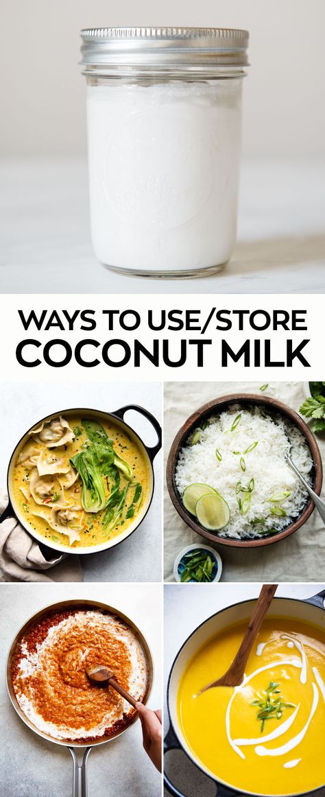 Have some coconut milk leftover from a recipe? Here's a guide on different ways to use that coconut milk Coconut Milk Uses Recipes, How To Use Up Coconut Milk, Paleo Coconut Milk Recipes, What To Use Coconut Milk In, How To Use Coconut Milk Recipes, Recipes Using Unsweetened Coconut Milk, Lite Coconut Milk Recipes, Uses For Coconut Milk Cooking, Ways To Use Coconut Milk