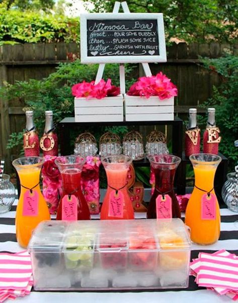 It’s Not A Wedding Without A Mimosa Bar! - COWGIRL Magazine Brunch Decorations Ideas, Wedding Shower Brunch Decorations, Wedding Mimosa Bar, Brunch Decorations, Wedding Shower Brunch, Wedding Drink Bar, Wedding Ideas On A Budget, Brunch Decor, Brunch Table