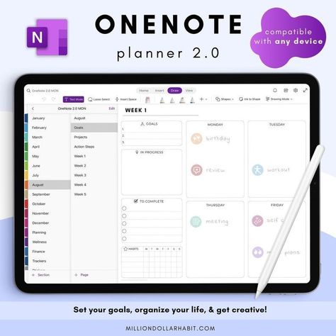 Onenote Digital Planner, Undated Onenote Planner, Android Windows Digital Plan weeklydigitalplanner #hyperlinkplanner #questionnairesforplanners #mealplannerprintable🍝. Onenote Planner, Onenote Digital Planner, Notion Template Free, Onenote Template, Planner Template Free, Meeting Planning, Free Planner Templates, Free Digital Planner, Notion Template Ideas