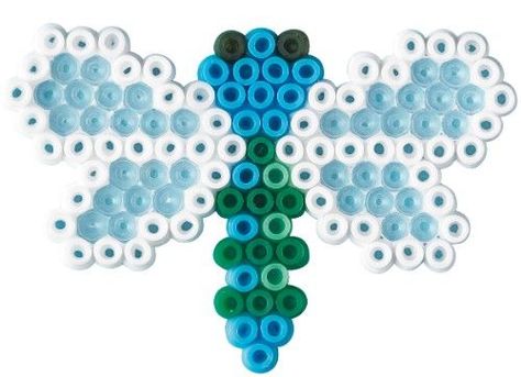 Libelle - Hama Perlen // Dragonfly - Perler Beads | Basteln ... Melt Beads Patterns, Hama Mini, Bead Templates, Hamma Beads Ideas, Pixel Beads, Pearl Beads Pattern, Easy Perler Beads Ideas, Fuse Bead Patterns, Bead Flowers