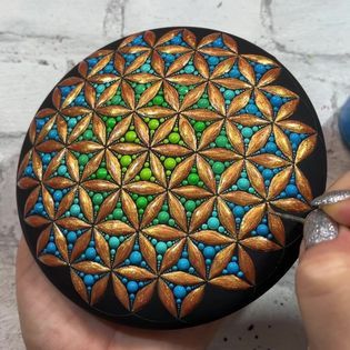 86K views · 1.5K reactions | Flower of Life Painting 🎨💚🩵💙🧡 | Flower of Life Painting 🎨💚🩵💙🧡 #floweroflife #acrylicpainting #dotart #dotpainting #blumedeslebens #painting #art #artist #artprocess #satisfying... | By Art of Points | Facebook Dot Mandalas, The Flower Of Life, Life Paint, Mandala Rocks, Painting Flower, 3d Painting, Process Art, Flower Of Life, Dot Painting