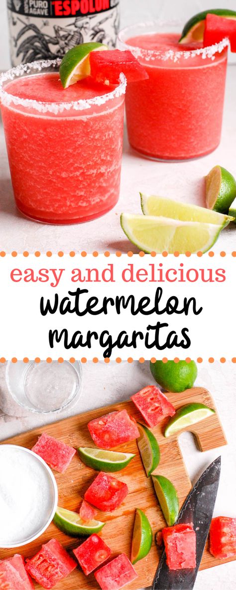 Watermelon Margarita Recipe, Frozen Watermelon Margarita, Watermelon Margaritas, Fruit Margarita, Easy Margarita Recipe, Easy Margarita, Frozen Watermelon, Watermelon Margarita, Fresh Watermelon