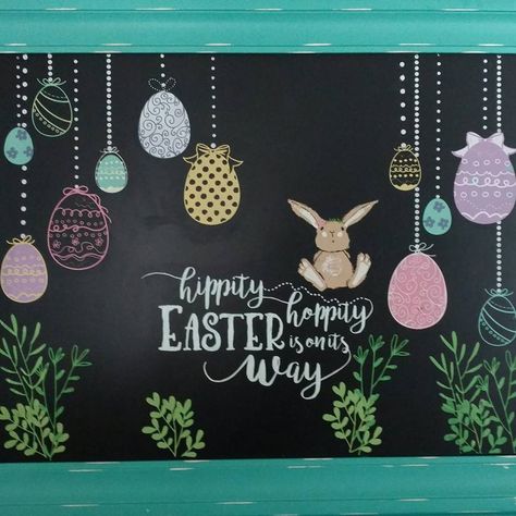 Easter Blackboard Ideas, Easter Window Art, Easter Chalkboard Ideas, Easter Chalk Art, Easter Chalkboard Art, Chalk Art Quotes, Spring Chalkboard Art, Spring Chalkboard, Easter Window