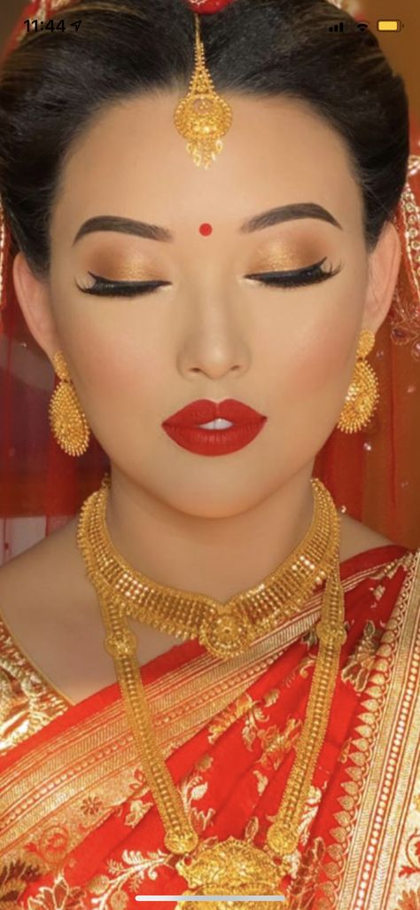 Nepali Bridal Jewellery, Nepali Bride Makeup, Nepali Bride Hairstyle, Nepali Bridal Look, Nepali Bridal Makeup, Nepali Wedding Saree, Nepali Bride Jewellery, Nepali Bride Dresses, Bengali Bride Jewelry