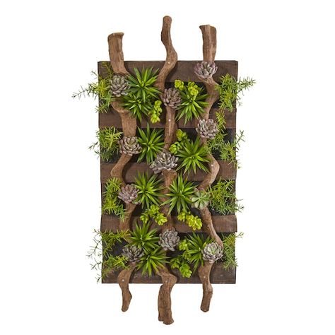 Succulent Living Wall, Artificial Living Wall, Succulent Wall Art, Artificial Plants And Trees, Hanging Succulents, Floor Plants, Succulent Wall, Silk Plants, Artificial Succulents