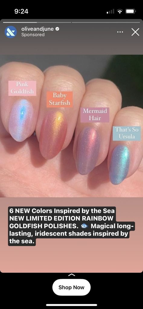 Irridescent Nails, Baby Starfish, Iridescent Nail Polish, Sheer Nails, Pretty Nail Polish, Olive And June, Cute Nail Art Designs, Nail Designs Valentines, Pearl Nails