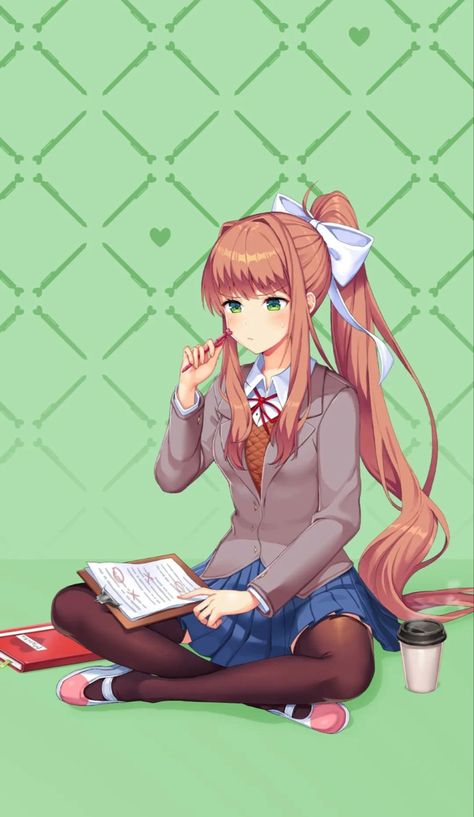 doki doki literature club Monika Ddlc, Doki Doki Literature Club, Doki Doki, Literature Club, Phone Wallpaper, Literature, High School, Poetry, Twitter