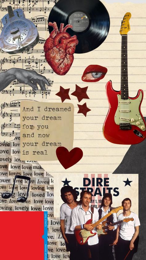 Mark Knopfler Wallpaper, Dire Straits Aesthetic, Mark Knopfler Dire Straits, Dire Straits Wallpaper, Dire Straits Poster, Dopamine Design, Iphone Wallpaper Rock, Strait Music, Rock Collage