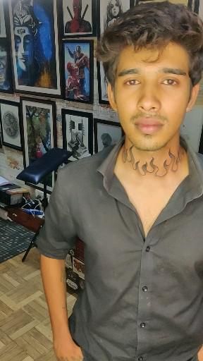 Flames Neck Tattoo Men, Neck Flame Tattoo, Flame Neck Tattoo Men, Flames Neck Tattoo, Fire Neck Tattoo, Flame Neck Tattoo, Flame Tattoos For Men, Male Neck Tattoo, Small Neck Tattoos Men