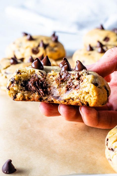 Jumbo Thick Chocolate Chip Cookies #chewy #chocolatechipcookies #cookies #chocolate #baking #cookieexchange #chewycookies #jumbo #homebaker #easy #cookiemonster Mega Chocolate Chip Cookies, Jumbo Drop Cookies, Super Thick Chocolate Chip Cookies, Thick Chocolate Chunk Cookies, Ultra Thick Bakery Style Chocolate Chip Cookies, Extra Large Chocolate Chip Cookies, Thick Chewy Cookies, Thick And Chewy Chocolate Chip Cookies, Jumbo Cookie Recipe