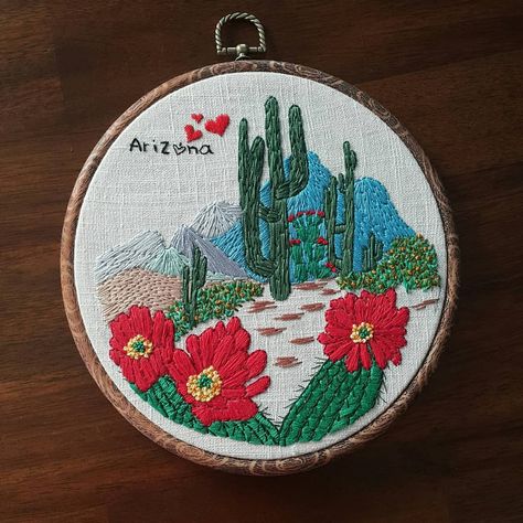 Arizona Embroidery, Desert Embroidery, Cactus Flower Painting, Cactus Arizona, Cactus Ceramic, Learn To Sketch, Arizona Cactus, Blooming Cactus, Person Drawing