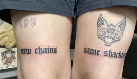 New Chains Same Shackles Tattoo, Ui̇ci̇deboy Tattoos Ideas, Shackles Drawing, Sui̇ci̇deboys Tattoo Ideas, Shackles Tattoo, Grungy Tattoos, Ui̇ci̇deboy Tattoos, Sui̇ci̇deboys Tattoos, Alice In Chains Tattoo