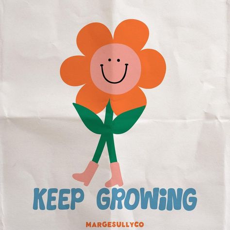 MARGARET ☻ on Instagram: “Keep growing, keep going 🌷💙 - #smallbusiness #stickers #etsy #etsystickers #etsyshop #etsyseller #stickershop #smallpage…” Growing Illustration, Keep Going Keep Growing, Stickers Quotes, Etsy Stickers, Positive Art, Font Packs, Keep Growing, Stickers Etsy, Art Deco Posters