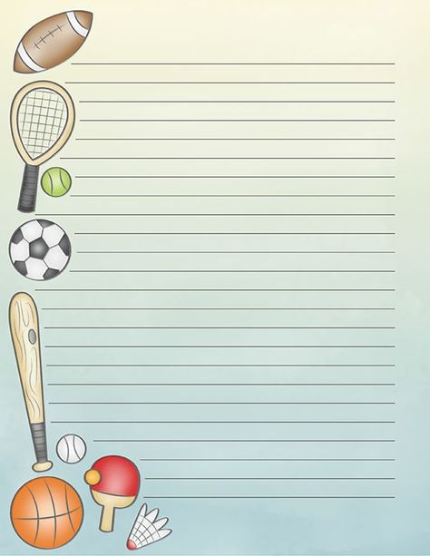 Free printable sports stationery in JPG and PDF formats. The stationery is a… | Free printable stationery, Writing paper printable stationery, Free paper printables Sports Writing, Paper With Lines, Free Paper Printables, Free Writing Paper, Printable Sports, Stationary Printable, Printable Lined Paper, Decent Wallpapers, Lined Writing Paper