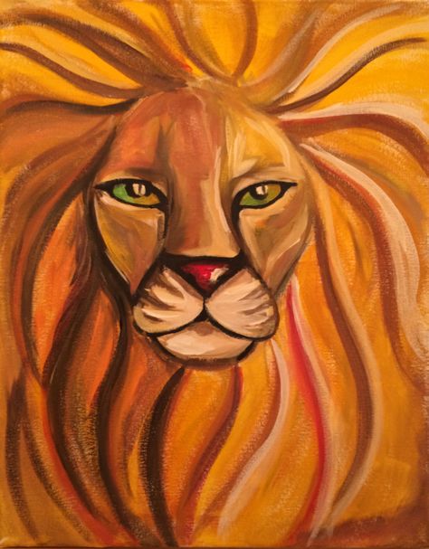 Lion Painting #canvastherapy #paint #acrylic #paintandsip #wine #art #canvas #blackart #painter #girlgroup #memphis #paintingideas #amandab Simple Lion Painting, Lion Painting Acrylic, Abstract Lion Painting, Lion Canvas Painting, Abstract Lion, Painted Box, Kids Room Paint, Crafty Mom, Lion Painting