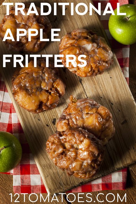 Traditional Apple Fritters Favorite Breakfast Recipes, Diced Apples, 12 Tomatoes, Apple Fritters, Sweet Pastries, Granny Smith Apples, Water Recipes, Pizza Bread, Chicken Bacon