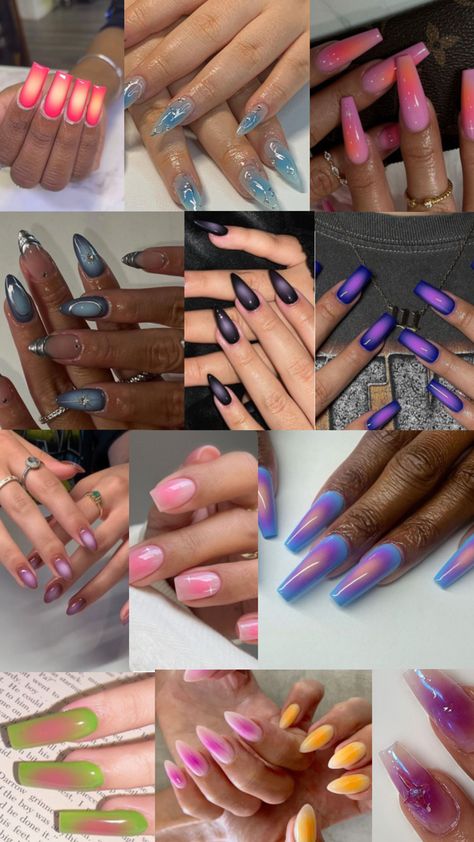 AURA nails, AURA nail designs orang aura purple aura y2k Lilac Aura Nails, Aura Gel Nails, Nail Aura, Purple And Orange Nails, Aura Nail Designs, Nessa Nails, Aura Nail, Nails Aura, Bohemian Nails