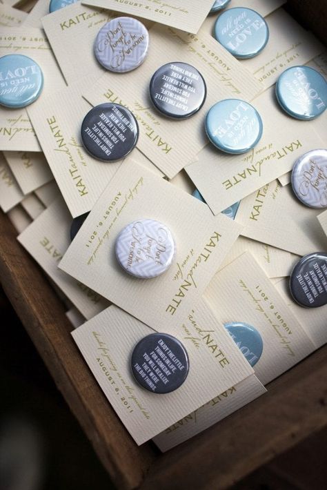 Homemade Wedding Favors, Inexpensive Wedding Favors, Handmade Wedding Favours, Homemade Wedding, Eco Wedding, Quirky Wedding, Unconventional Wedding, Button Badges, Wedding Favors Cheap