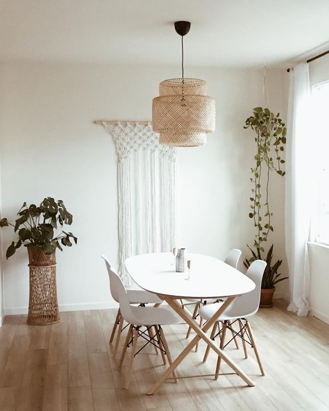 Sinnerlig Pendant, Ikea Chandelier, Bamboo Lattice, Modern Boho Farmhouse, Ilse Crawford, Apartment Dining Room, Dining Room Remodel, Light Room, Bamboo Pendant Light