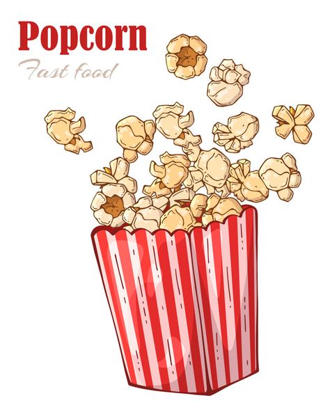 Popcorn box. Vector | Premium Download Corn Drawing, Popcorn Posters, Popcorn Design, Box Vector, Popcorn Bags, Popcorn Bucket, Pop Popcorn, Popcorn Machine, Food Illustration Art