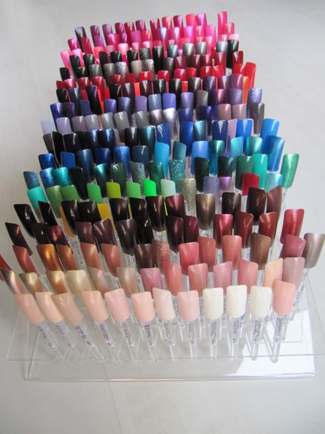 Nail Swatches Display, Nails Acrylic Designs, Nail Organization, Nail Room Ideas, Home Beauty Salon, Nail Swatches, Mobile Nails, Nail Station, Nail Business