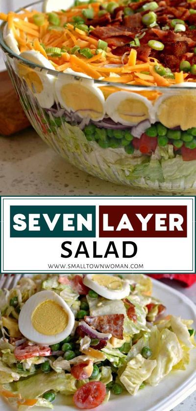 Layered Salad With Peas, Seven Layer Salad Recipe, Recipe For A Crowd, Layer Salad, Seven Layer Salad, Layered Salad Recipes, Resep Salad, Superfood Salad, Layered Salad