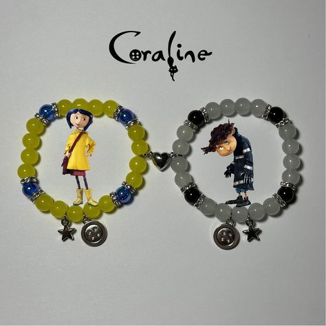 NEW Coraline and Wybie Matching Set coming soon!!💛🌀🐈‍⬛ - - Follow @stargirlfashionn For More 🫧 - - #coraline #wybielovat #reels #reelsinstagram #reelsofinstagram #braceletsoftheday #bracelets #pulseras #matchingbracelets #couplebracelets #beadedbracelets #braceletsofinstagram #makingbracelets #jewelrygram #explorepage #explorepage✨ #fyp #wybie #coralineandwybie #coralineandthesecretdoor #timburton #Viral Coraline Bracelet, Coraline And Wybie, Coraline Aesthetic, Beads Bracelet Design, Bracelet Design, Couple Bracelets, Matching Bracelets, Coraline, Jewelry Inspo