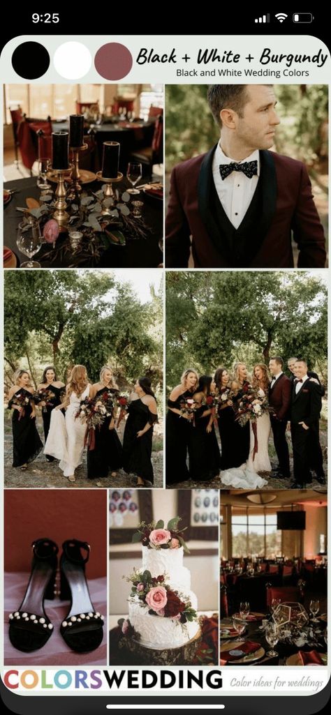 Black Burgundy And Pink Wedding, Black White Burgundy Wedding Decor, White Black And Burgundy Wedding, Burgundy Black White Wedding, Black White Gold Burgundy Wedding, October Wedding Colors Schemes With Black, Black White And Burgundy Wedding, Black White Burgundy Wedding, Black And Wine Wedding