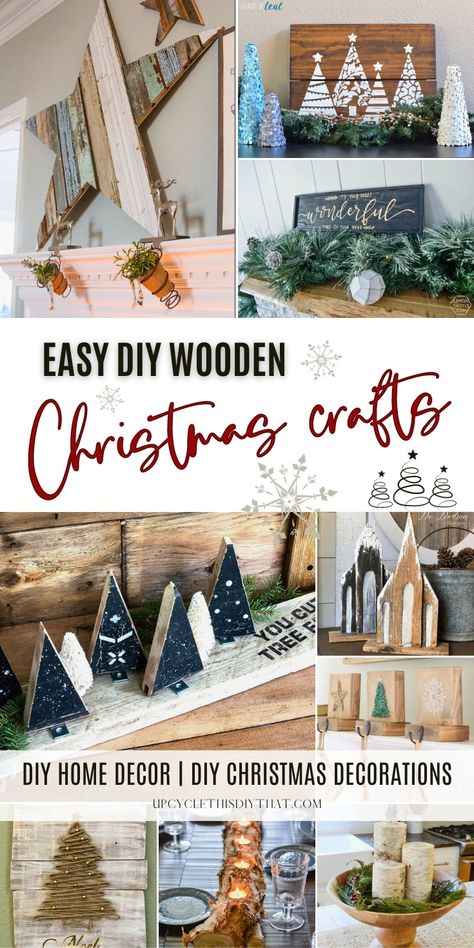 Dazzle your friends and family this festive season with 24 enchanting wooden Christmas crafts that will transform your home into a cozy holiday paradise. Expertly crafted with an eye for detail, our DIY Christmas wood craft ideas are perfect for those looking to add a dash of charm to their Christmas decor. Don't miss out on this creative journey - check them out now! Wooden Craft Projects Diy Ideas, Wood Christmas Diy Decor, Pallet Crafts Diy Home Decor, Wood Scraps Christmas Crafts, Fall Wooden Decor Diy, Super Saturday Christmas Crafts, Diy Christmas Plaques Wooden Signs, Christmas Crafts Made From Wood, Wood Projects For Gifts Easy Diy