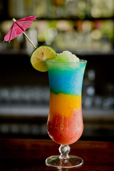 Rainbow Cocktails, Alcoholic Drinks Menu, Pride Photoshoot, Paradise Cocktail, Rainbow Cocktail, Mixed Cocktails, Good Morning Wishes Gif, Cocktail Shots, Beach Cocktails