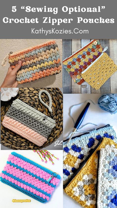 Crochet Zipper Pouch Pattern, Granny Square Zipper Pouch Pattern, Cheap Crochet Pouch Bag With Removable Pouch, Zippered Crochet Pouch, Eco-friendly Crochet Bag With Removable Pouch For Daily Use, Crochet Zig Zag, Mesh Tops, Crochet Clutch Bags, Clutch Pattern