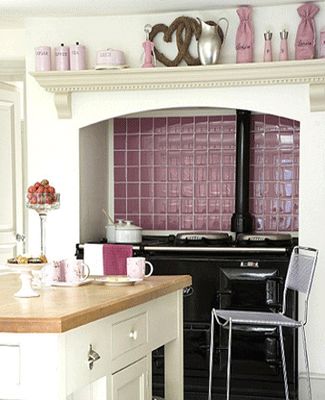 white and purple kitchen | Purple Kitchen Cabinets, Modern Kitchen Color Schemes Purple Kitchen Cabinets, Shelves Lighting, Modern Kitchen Colours, Purple Tile, Purple Kitchen, Kitchen Manufacturers, Kitchen Colour Schemes, Pink Kitchen, Chic Kitchen