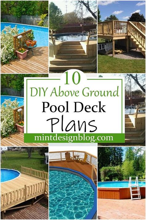 Above Ground Pool Deck Plans, Above Ground Pool Stairs, Pool Deck Tile, Oval Above Ground Pools, Small Above Ground Pool, Pool Deck Decorations, Decks Around Pools, Diy Above Ground Pool, Outdoor Patio Ideas Backyards