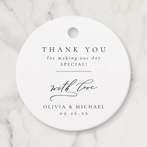 Simply Elegant Typography Modern Wedding Favor Tags  Zazzle Wedding Goodie Bags, Modern Wedding Favors, Font Simple, Wedding Favor Gift Tags, Gift Favors, Spring Summer Wedding, Black And White Minimalist, Minimalist Typography, Elegant Typography