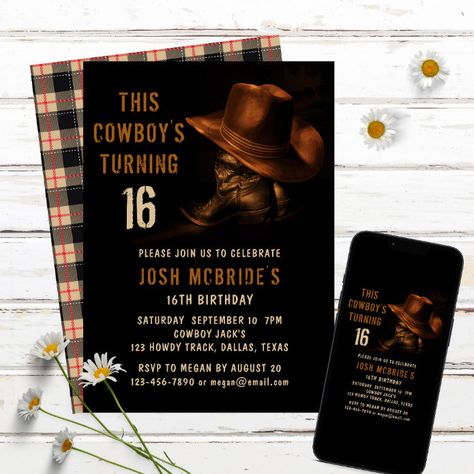 Country Hat, 60th Birthday Party Invitations, 40th Birthday Party Invites, 50th Birthday Party Invitations, 21st Birthday Invitations, 60th Birthday Invitations, Western Rustic, 30th Birthday Invitations, 50th Birthday Invitations