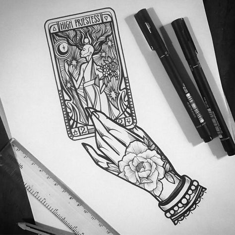 Hand and tarot card tattoo design Hand And Tarot Card Tattoo, Tarot Card Hand Tattoo, Star Tarot Card Tattoo Design, Hand Holding Tarot Card Tattoo, Hand Holding Cards Tattoo, Hermit Tattoo, Tarot Card Tattoo Design, Hand Holding Tattoo, Amazing Decks