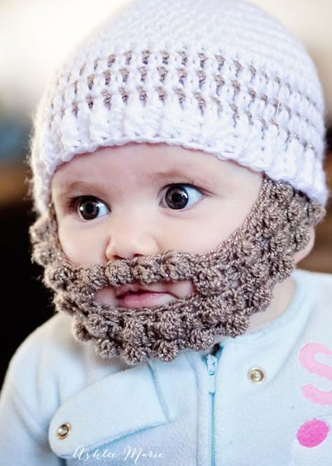 Baby Beard, Crochet Beard, Beard Beanie, Hipster Baby Names, Pola Topi, Beard Hat, Hipster Babies, Haken Baby, Baby Projects