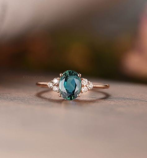 Sapphire Engagement Ring Oval, Blue Green Sapphire Engagement Ring, Blue Green Sapphire Ring, Oval Sapphire Engagement Ring, Future Days, Vintage Sapphire Ring, Green Sapphire Engagement, Green Sapphire Engagement Ring, Green Sapphire Ring