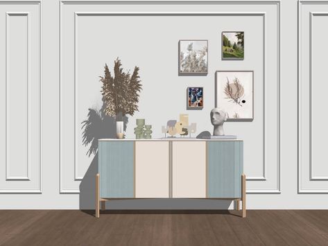 Sketchup 3d Warehouse, Living Room Accent Wall, Modern Console Table, Console Table Living Room, Room Accent Wall, Elegant Console Table, Sketchup Model, Accent Walls In Living Room, Modern Console Tables