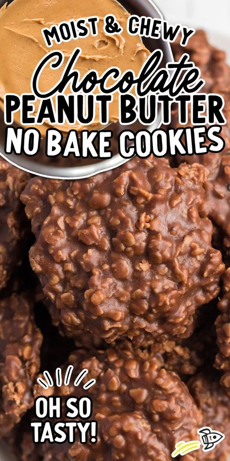 Growing up, my mom always made these classic chocolate peanut butter no-bake cookies. They have a moist and chewy texture full of rich peanut butter and decadent chocolate and are an oh-so-tasty treat. No Bake Peanut Butter Chocolate Cookies, Peanut Butter Chocolate No Bake Cookies, Easy Peanut Butter Chocolate Desserts, Chocolate And Peanut Butter Cookies, No Bake Chocolate Peanut Butter Cookies, Peanutbutter Nobake Cookies Recipe, Peanut Butter No Bake Cookies Recipe, Chocolate Peanut Butter No Bake Cookies, Chocolate And Peanut Butter Desserts