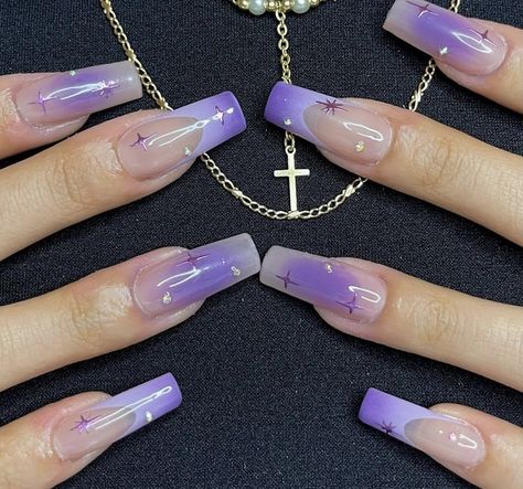 Purple Prom Nails Acrylics, Purple Y2k Nails, Purple Acrylic Nails, Square Nail, Square Nail Designs, Purple Acrylic, Lavender Nails, Grunge Nails, Minimal Nails