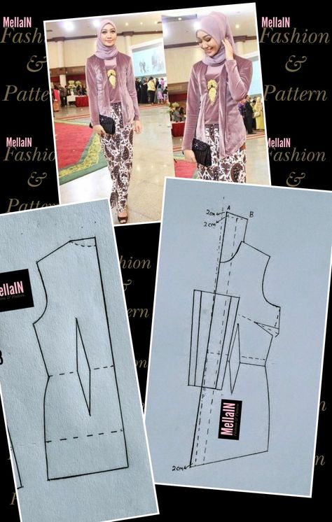 Kimono Dress Pattern, Pola Kardigan, Kebaya Peplum, Pola Kebaya, Kebaya Moden, Pola Blus, Pola Rok, Abaya Pattern, Dress Patterns Diy